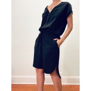 Vince Dress Sporty Zip Drawstring Paper Bag Waist
